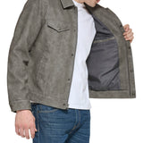 Levi's Chaqueta clásica para camionero de piel sintética para hombre, gris claro, M