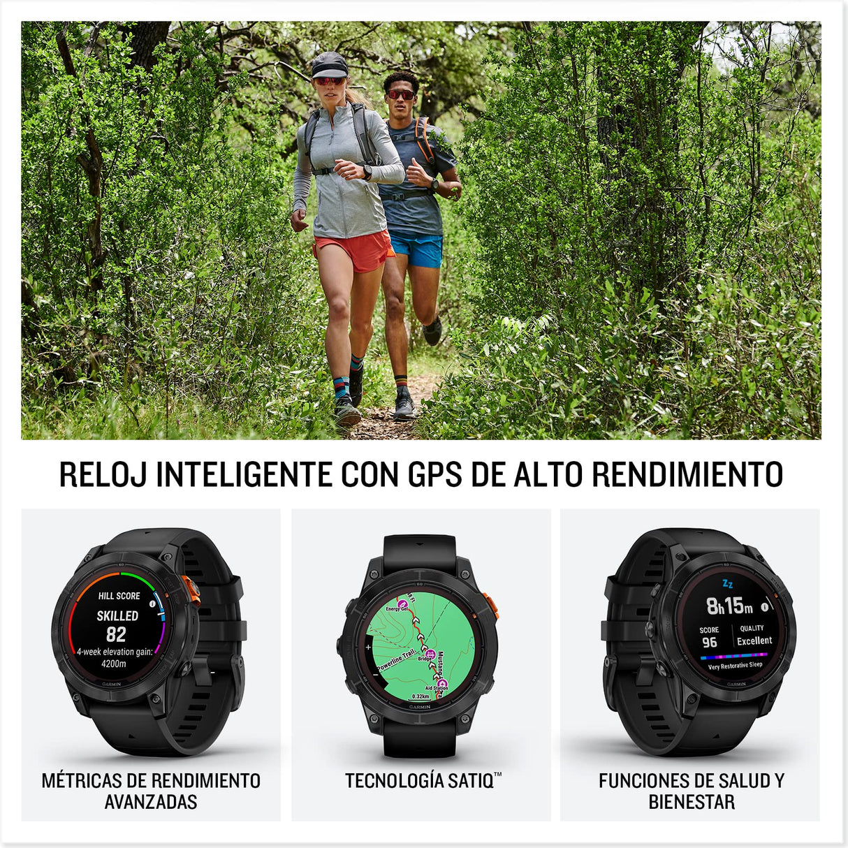 Garmin fēnix 7 Pro Solar, Reloj GPS Multideporte con Carga Solar, Pantalla táctil, Linterna LED, frecuencia cardíaca, mapas, música y 22 días de batería, Negro
