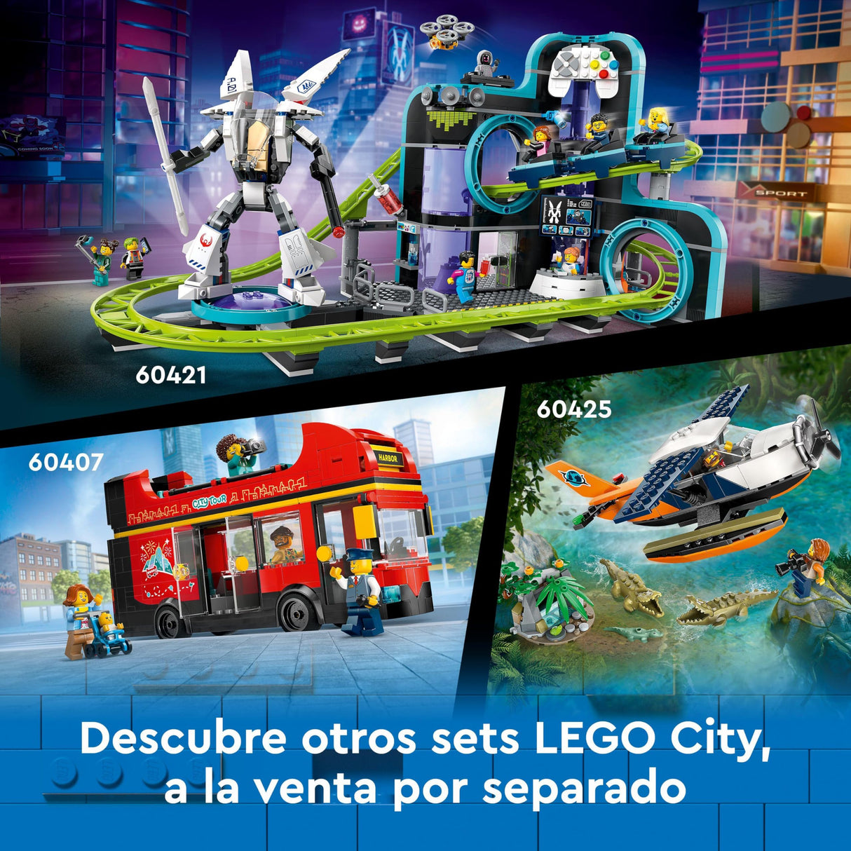 LEGO City Montaña Rusa de Robot World de Juguete para Parque de Atracciones con 8 Minifiguras, Regalo para Niños y Niñas de 8 Años o Más, Juego Creativo de Aventuras 60421