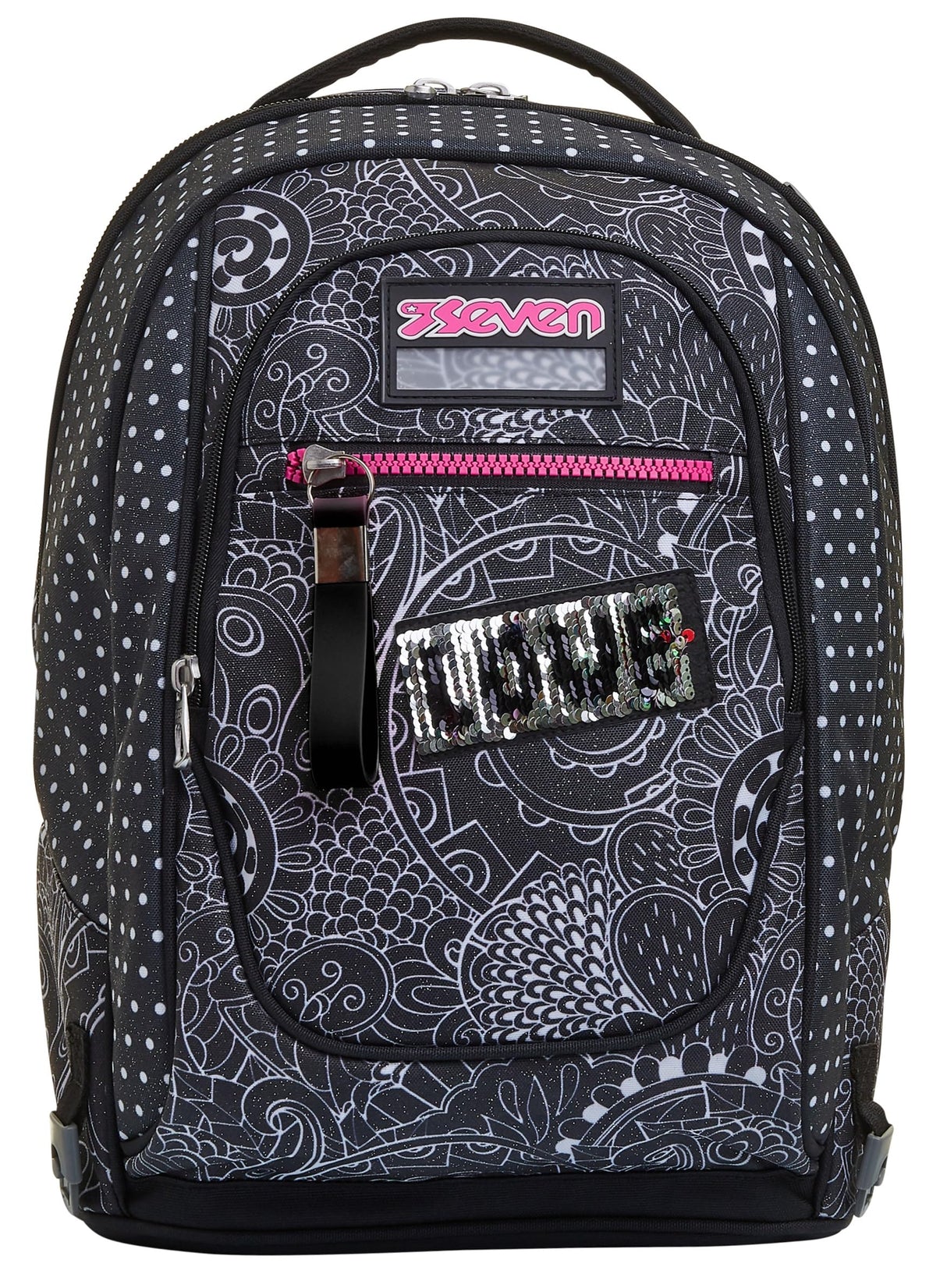 Seven Yub Mochila con Ruedas TROLLEY NEW TECH YANTRY GIRL, Negro - Mochila 3 en 1, Mochila Escolar con Carro - Bolso Escolar Niños, Niñas, Adolescentes - Bolsillo Frontal con organizador