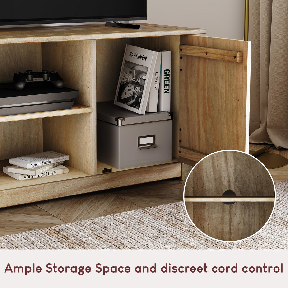 Panama Mueble para televisor con 2 Puertas y 1 Estante, Madera, Verde Pino, Dimensions (L*W*H): 120.0 x 40 x 50 cm
