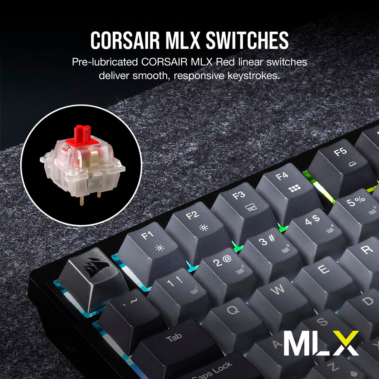 Corsair K65 Plus Wireless 75% RGB Teclado mecánico para Juegos Intercambiable en Caliente - Interruptores lineales Rojos MLX prelubricados - Supresión de Ruido de Doble Capa - Teclas PBT -