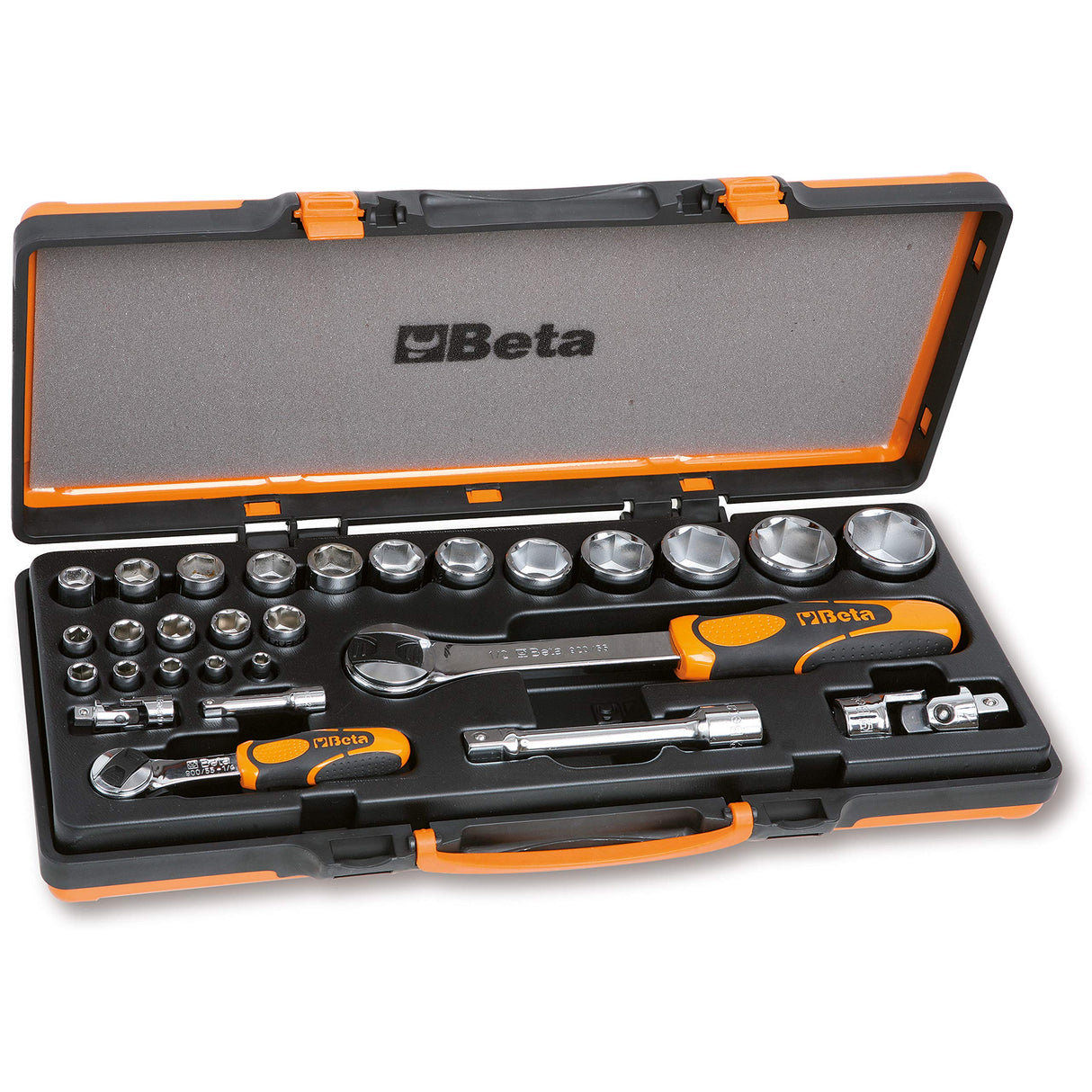Beta 902A/C22 - Surtido de 22 llaves de vaso hexagonales y 6 accesorios en caja de metal