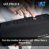 Sony ULT Field 5, Altavoz portátil Bluetooth Potente, 25 H de batería, 2 Modos ULT Power Sound, Resistente al Agua y al Polvo, 360 Luces, Correa Extraible para el Hombro, Compacto, Blanco Marfil