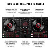 Numark Mixtrack Platinum FX Controlador DJ para Serato DJ Con Control de 4 Secciones, Mezclador DJ, Interfaz de Audio Incorporada, Pantallas en Las Ruedas de Selección y Paletas de Efectos