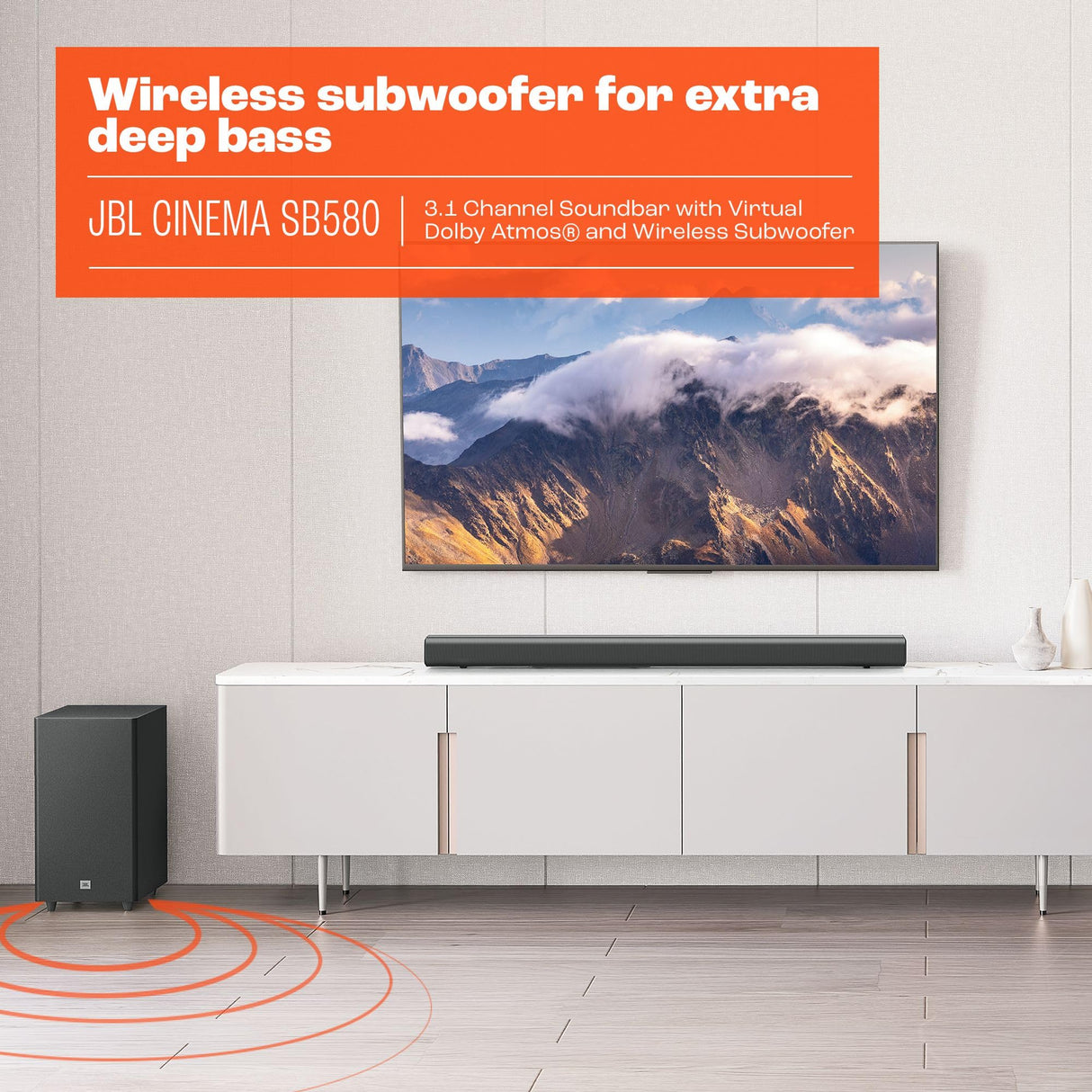 JBL Cinema SB580 - Barra de Sonido 3.1 y Altavoz de Graves inalámbrico