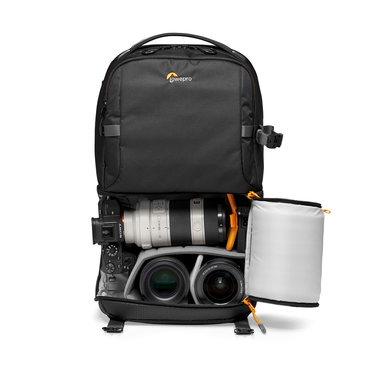 Lowepro Fastpack BP 250 AW III - Mochila para Cámara Refelx DSLR Sin Espejo, con Acceso QuickDoor, Compartimento Para Portátil de 13”, Para Cámaras Nikon D850, 300D Ripstop, Color Negro