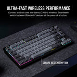Corsair K65 Plus Wireless 75% RGB Teclado mecánico para Juegos Intercambiable en Caliente - Interruptores lineales Rojos MLX prelubricados - Supresión de Ruido de Doble Capa - Teclas PBT -