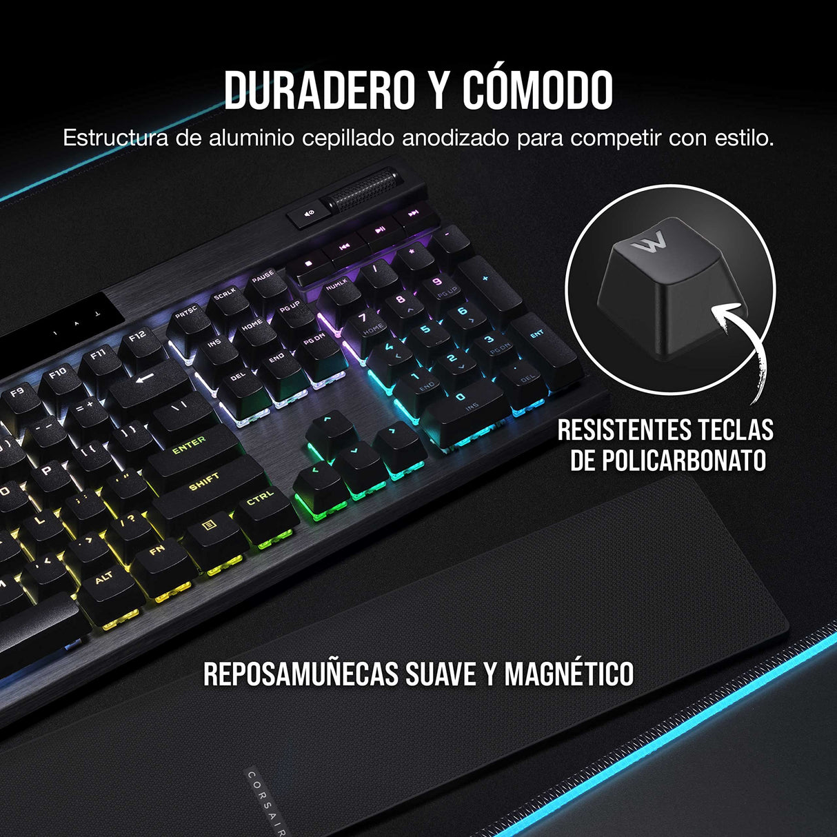 CORSAIR K70 RGB PRO Teclado Mecánico con Cable para Juegos – Interruptores Lineales Cherry MX Red, SOCD, Llaveros PBT Double-Shot, 8000Hz Hyper-Polling, NKRO, Torneo Switch, QWERTY ES – Negro