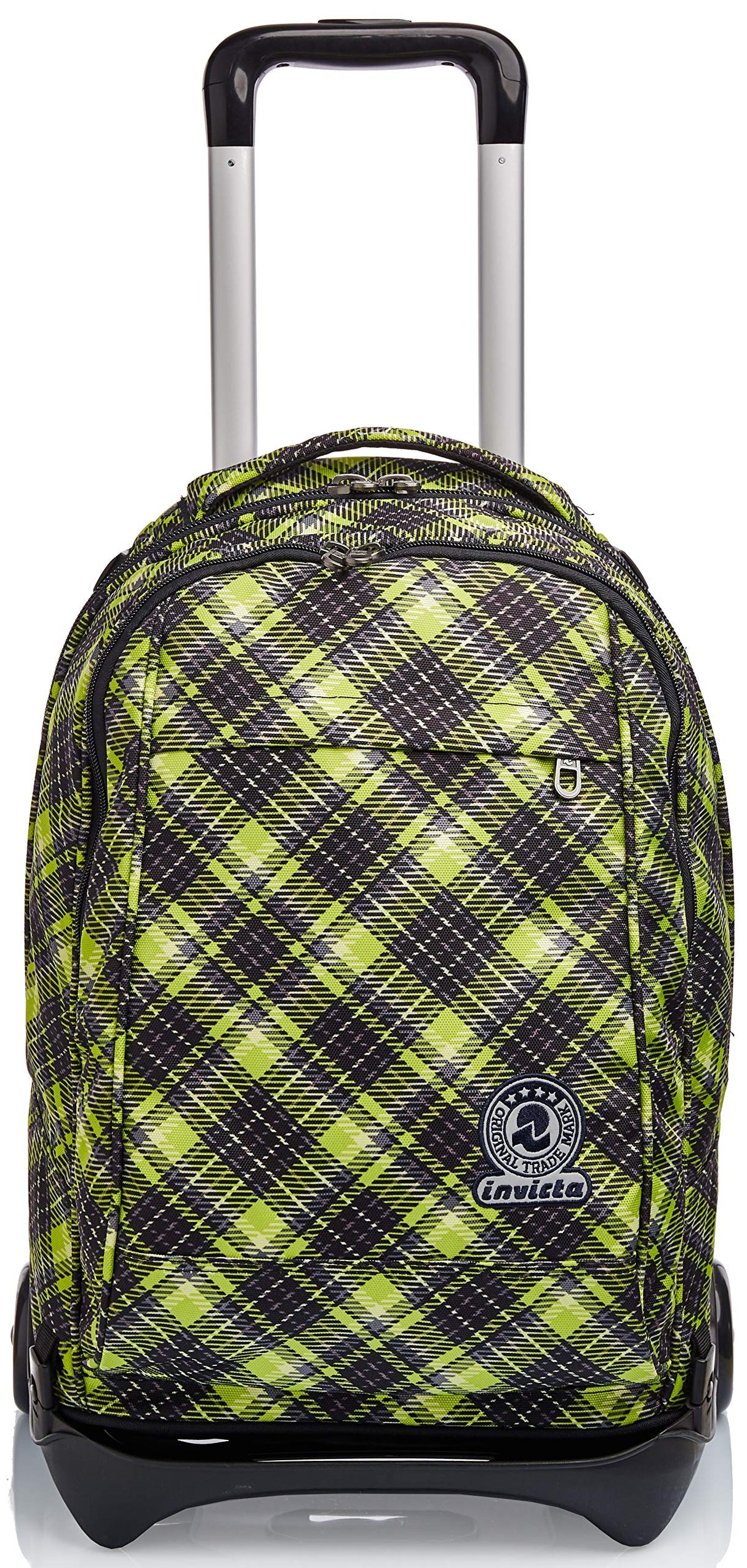 Seven Mochila con ruedas, NEW Tech TARTAN Bolsa con ruedas para libros, 3 en 1, Mochila Desmontable+Trolley, para chicos&chicas Para la escuela, Deporte, Tiempo libre, Funda para portátil, verde