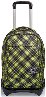 Seven Mochila con ruedas, NEW Tech TARTAN Bolsa con ruedas para libros, 3 en 1, Mochila Desmontable+Trolley, para chicos&chicas Para la escuela, Deporte, Tiempo libre, Funda para portátil, verde