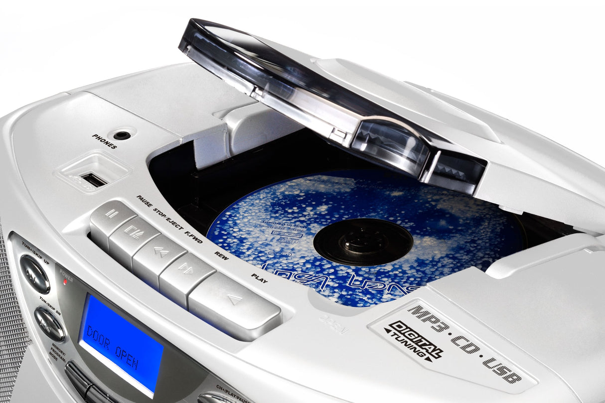 Kärcher RR 510(N) - W Reproductor CD Portátil Blanco - Unidad (FM, PLL, Audio, LCD, Azul, 3,5 mm, 215 mm)