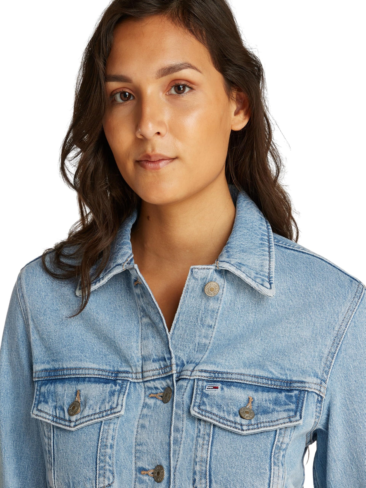 Tommy Jeans Cazadora vaquera Mujer Classic Trucker Regular Fit, Azul (Denim Light), M