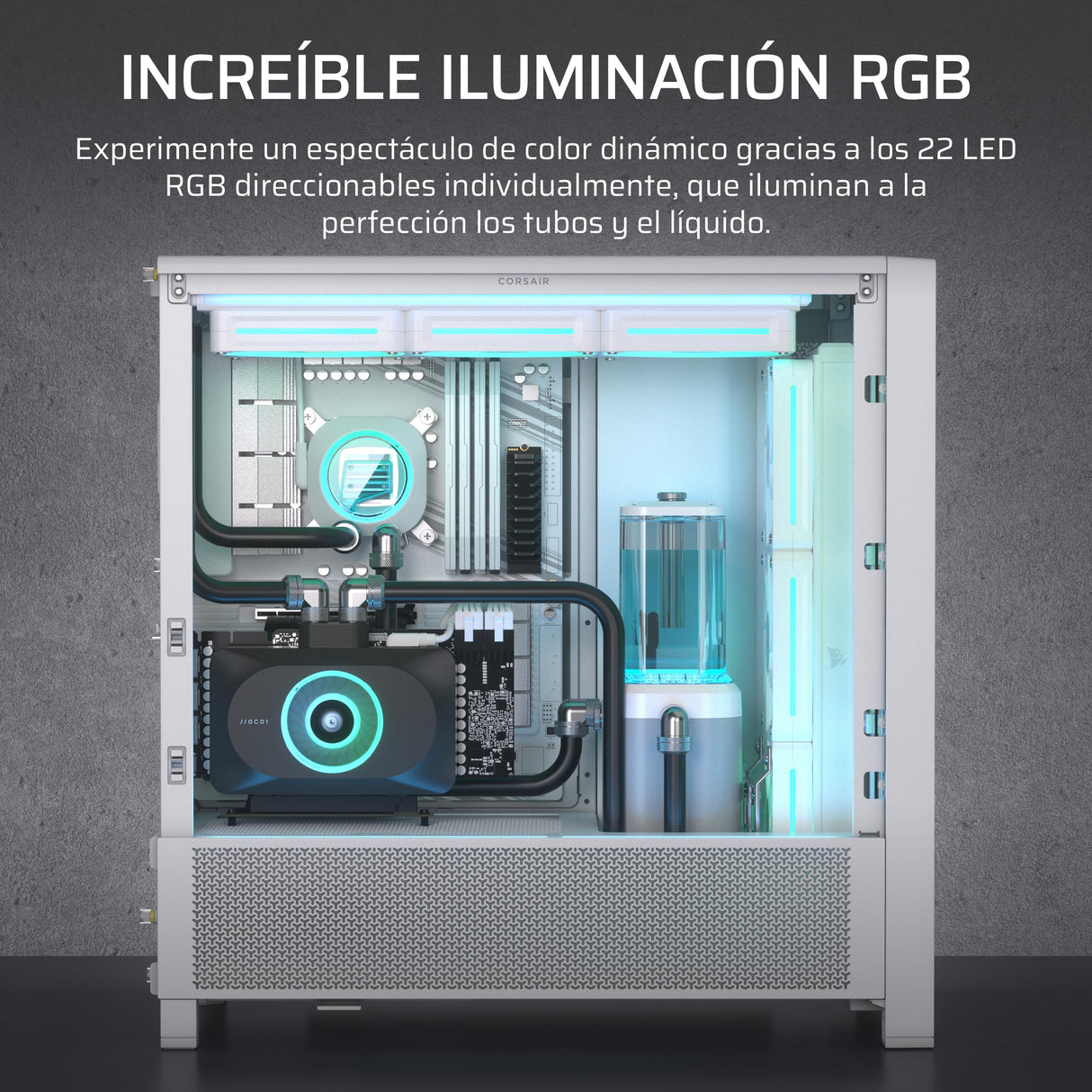 CORSAIR iCUE LINK XD6 RGB ELITE Unidad de Bomba/Depósito – Bomba FlowDrive Max, Sensor de Temperatura Integrado, 22 LED RGB Direccionables, Depósito de Nailon Transparente de 440 ml – Blanco
