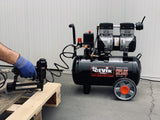 CEVIK PRO - CA-PRO25SILENC - Compresor de Aire Silencioso - 59 dB - Capacidad de 25 L - Motor de 1.5HP - Presión Máx 8 Bar - Caudal de 150 l/min - Sin Aceite - Sin Mantenimiento - Compacto y Portátil