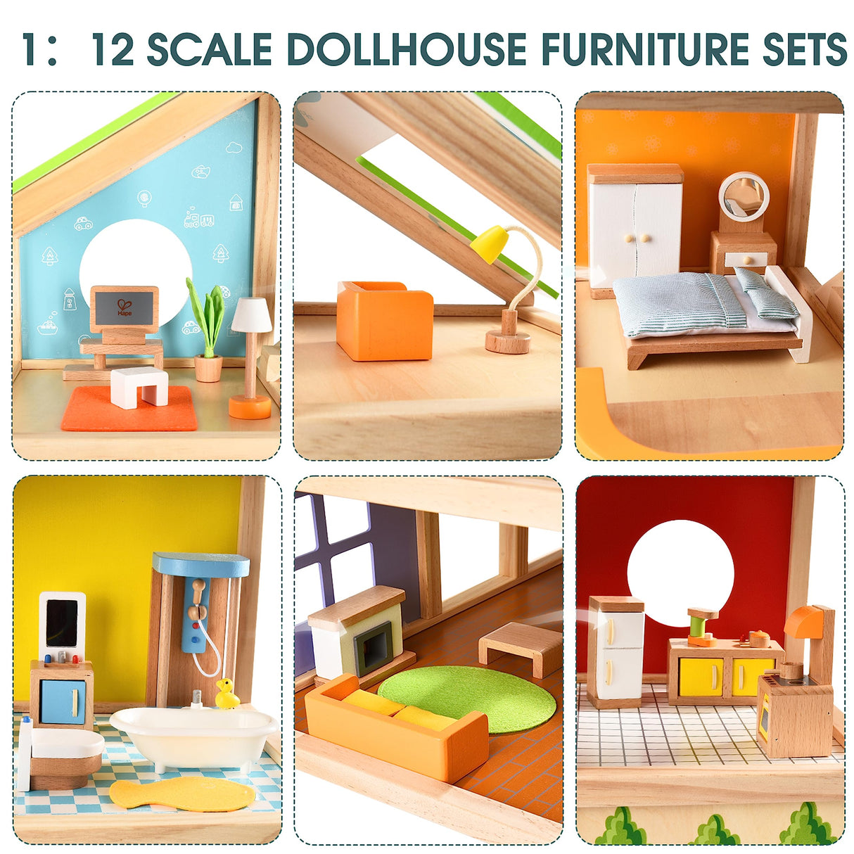 Hape Casa Madera con Muebles para Niños y Niñas| Casa de Muñecas de Juguete Galardonada de 3 Pisos con Muebles, Accesorios, Escaleras Móviles y con Temática de Las Estaciones del Año