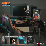Konix Naruto Shippuden Escritorio Gaming 121 x 69 x 76 cm en Forma de Y - Mesa de Madera y Metal - Portavasos - Soporte para Auriculares - Motivo Naruto Rasengan