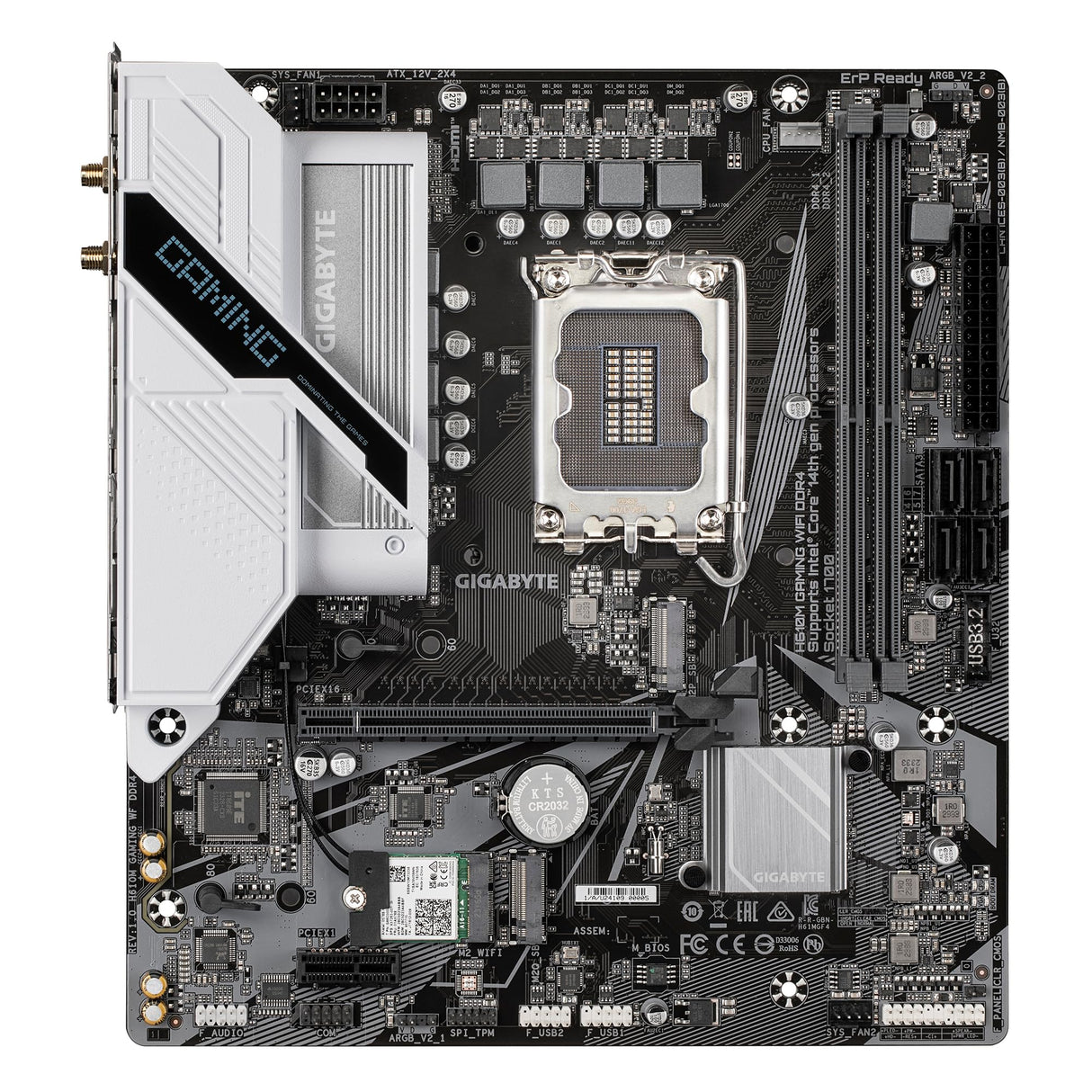 GIGABYTE H610M Gaming WF DDR4 Placa Base - Compatible con procesadores Intel Core 14th CPUs, 6+1+1 Hybrid Digital VRM, up to 3200MHz DDR4, 2xPCIe 3.0 M.2, Wi-Fi 802.11ac, GbE LAN, USB 3.2 Gen 1