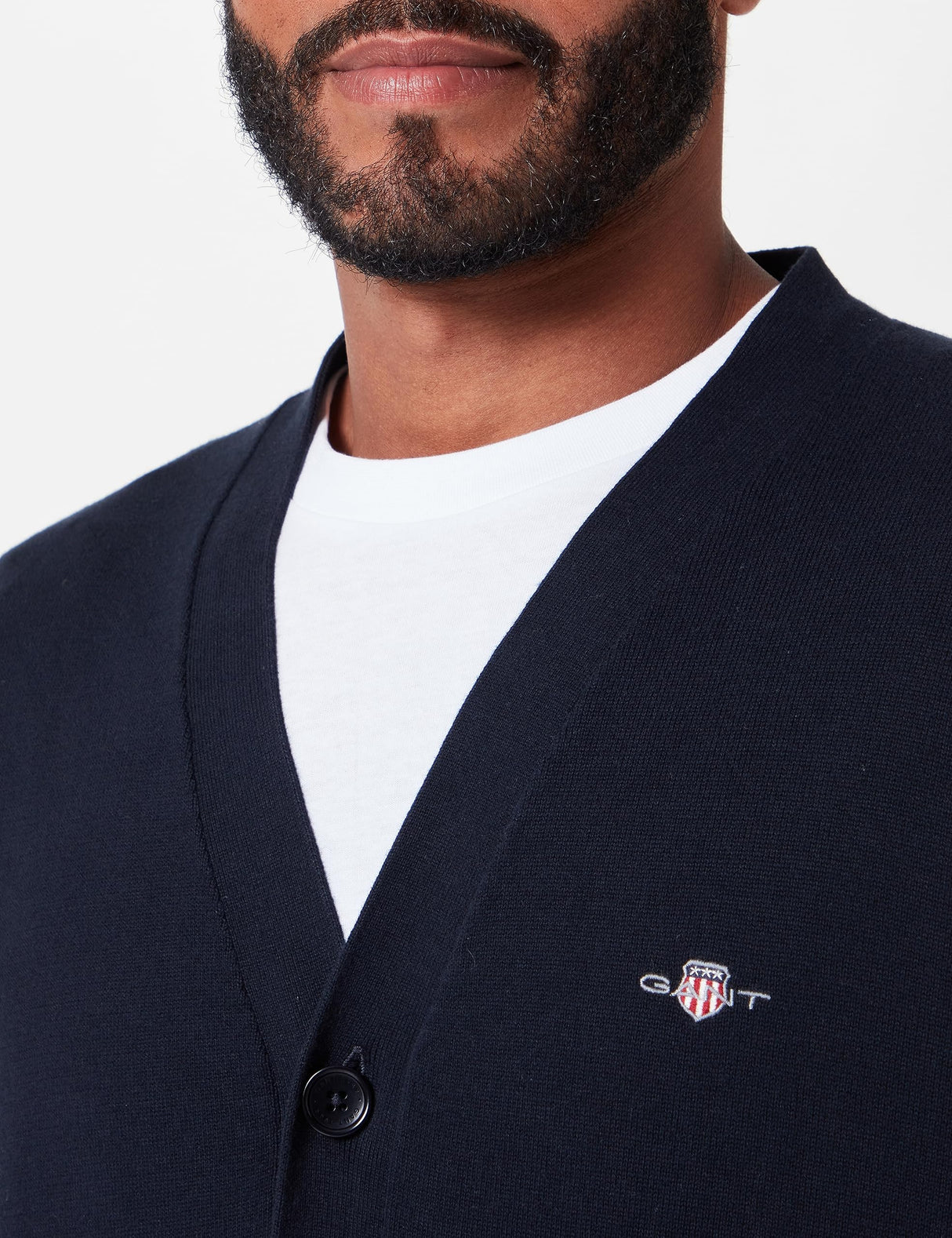 GANT Cárdigan clásico de algodón en V Suéter, Noche Azul, L para Hombre