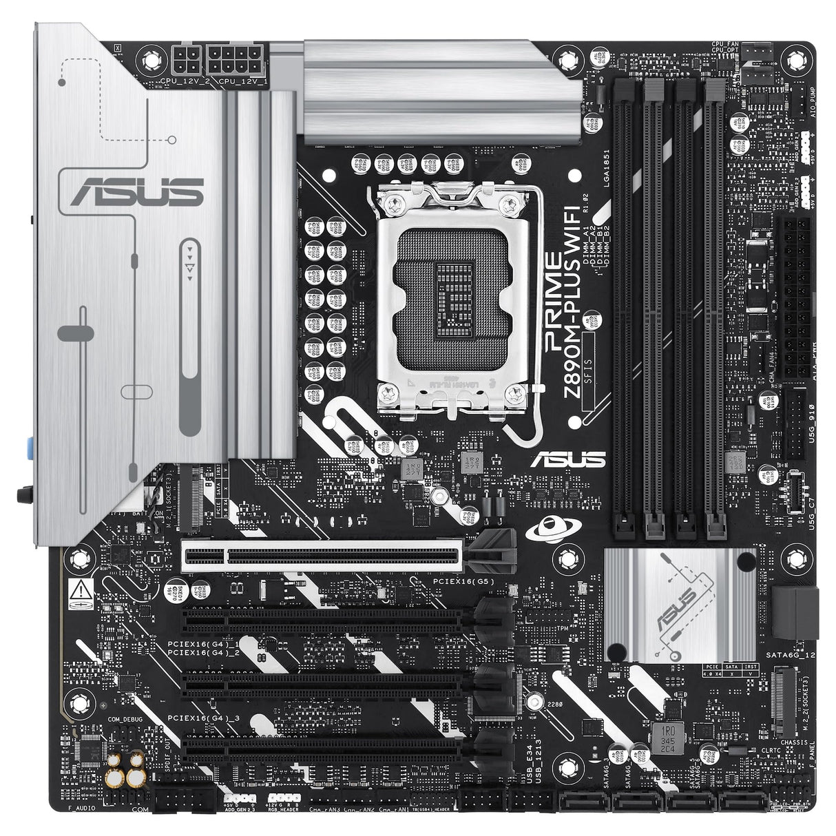 ASUS Prime Z890M-PLUS WiFi - Placa Base mATX, 10+1+2+1 (80 A) etapas de Potencia, PCIe 5.0 Compatible con GPU de última generación, Puerto USB Tipo-C a 20 Gbps, 3 Ranuras M.2, Wi-Fi 7, Q-Antenna