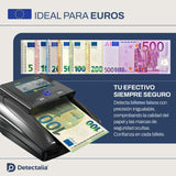 Detectalia D7T+ Detector de Billetes Falsos con 100% detección para 3 divisas EUR, GBP, USD con 5 Sistemas de deteccion y Pantalla TFT