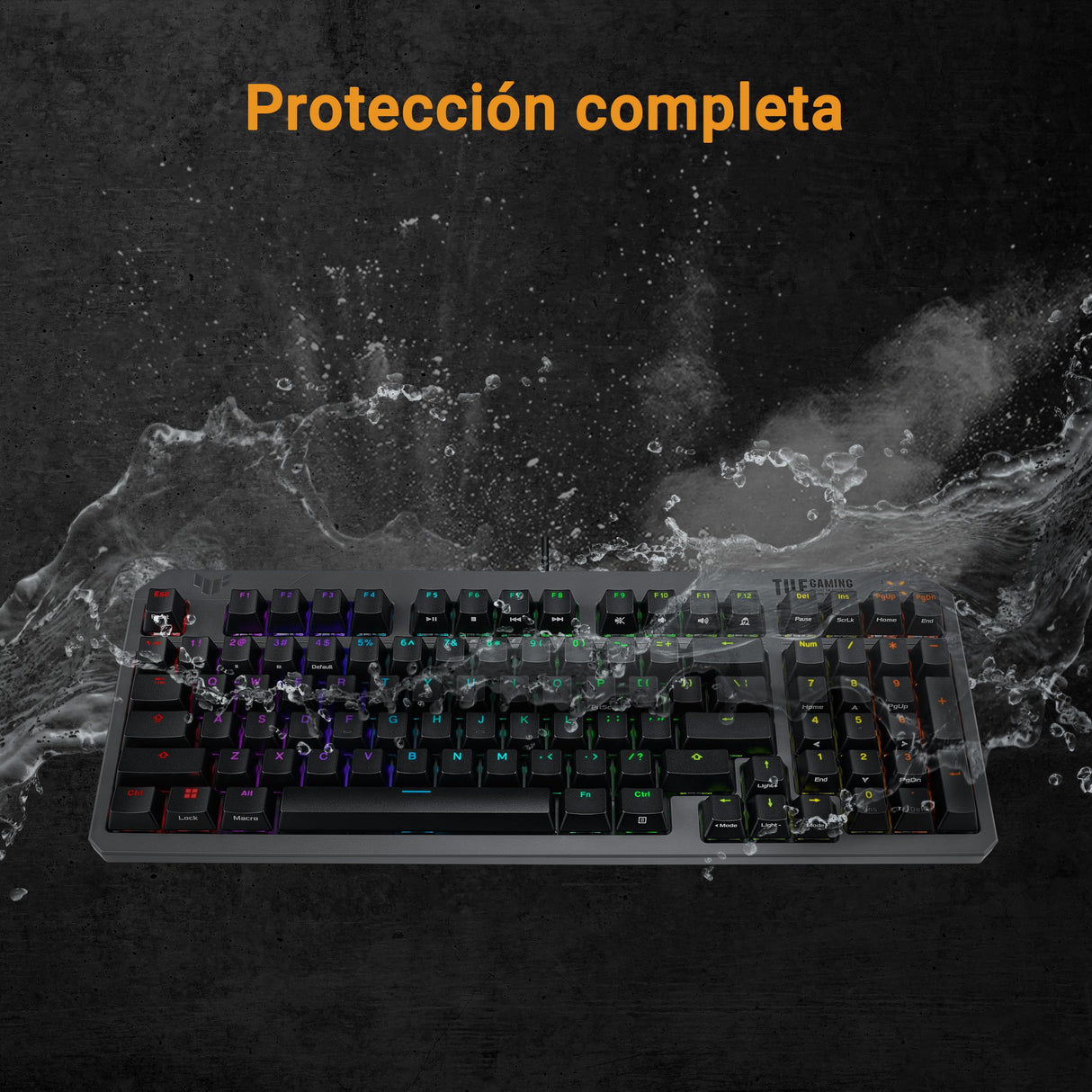 ASUS TUF Gaming K3 Gen II - Teclado Compacto de 98 Teclas, interruptores óptico-mecánicos RGB Red, Espuma amortiguadora, IP57, Placa Superior Desmontable y Aura Sync - Teclado QWERTY Español