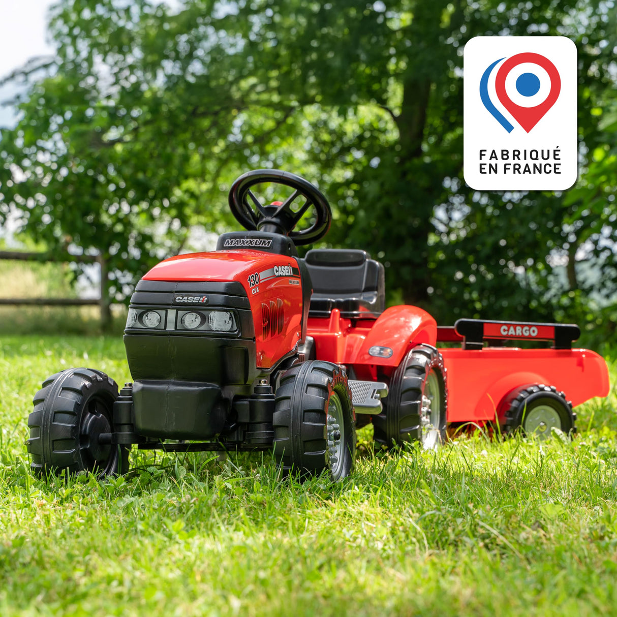 Falk 961B - Tractor a Pedales con Remolque, Color Rojo