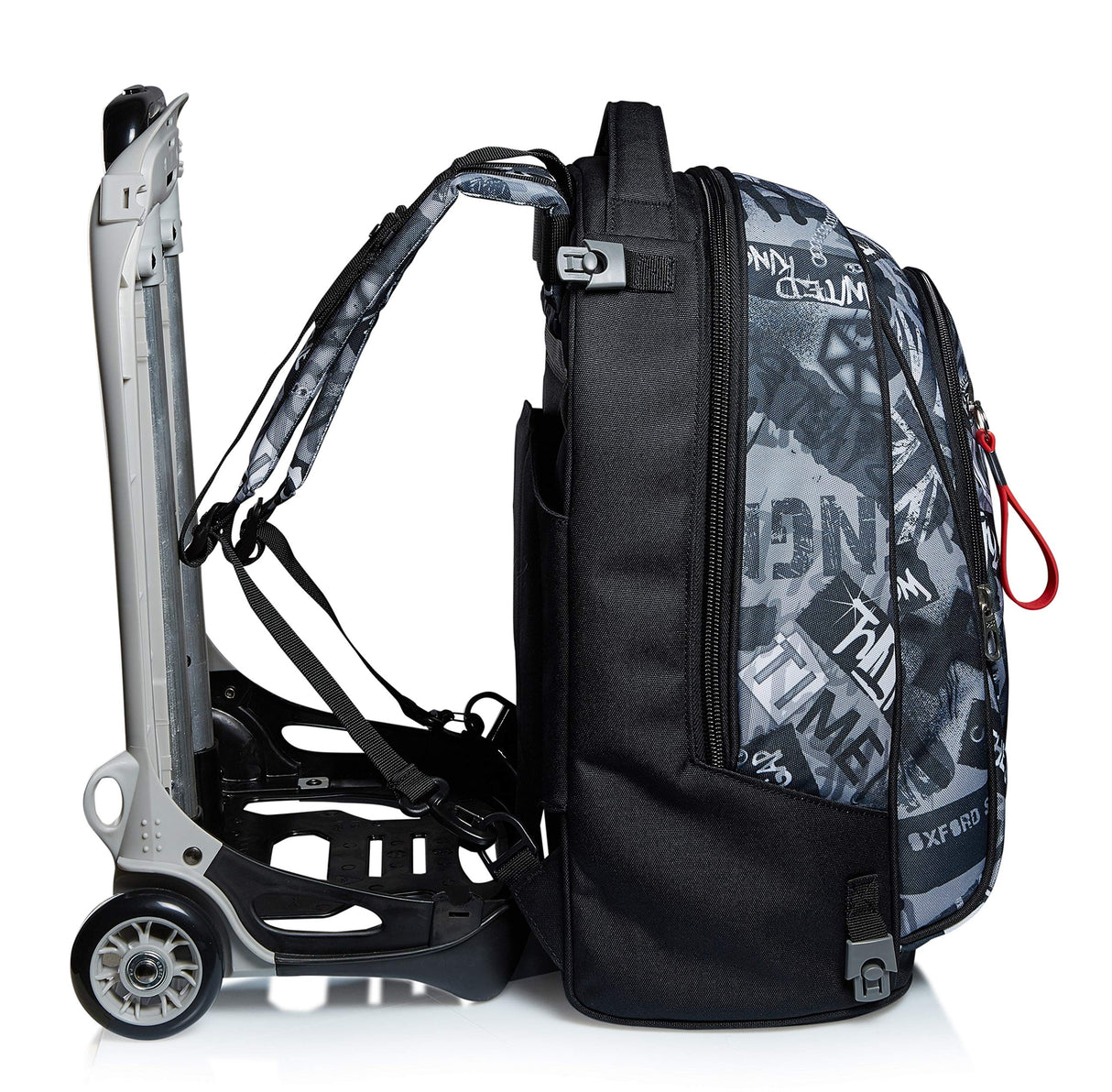 Seven Mochila Escolar Desmontable + Carro, Trolley Escolar NEW TECH KEEP FLAG, Negro - Mochila 3 en 1, Crossover System - Bolso Escolar Niños y Adolescentes - Bolsillo Frontal