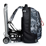 Seven Mochila Escolar Desmontable + Carro, Trolley Escolar NEW TECH KEEP FLAG, Negro - Mochila 3 en 1, Crossover System - Bolso Escolar Niños y Adolescentes - Bolsillo Frontal