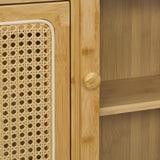 Relaxdays Mueble Zapatero, 5 Compartimentos, Armario Calzado Bambú, 127x95x19 cm, 9 Pares, 3 Solapas, Estrecho, Natural, Plástico, Tablero de Fibras