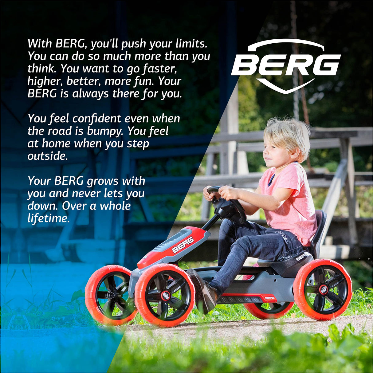 BERG Pedal Gokart Reppy Rebel con Caja de Sonido en el Volante| Coche de Pedales, Seguro y Estabilidad, Juguete para niños Adecuado para niños de 2,5 a 6 años