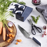 Zyliss E920263 Comfort Juego de Cuchillos de Cocina 7 Piezas, Acero Inoxidable Japonés, Mango Gris/Blanco, Set de Cuchillos Cocina con Portacuchillos, Apto Para Lavavajillas