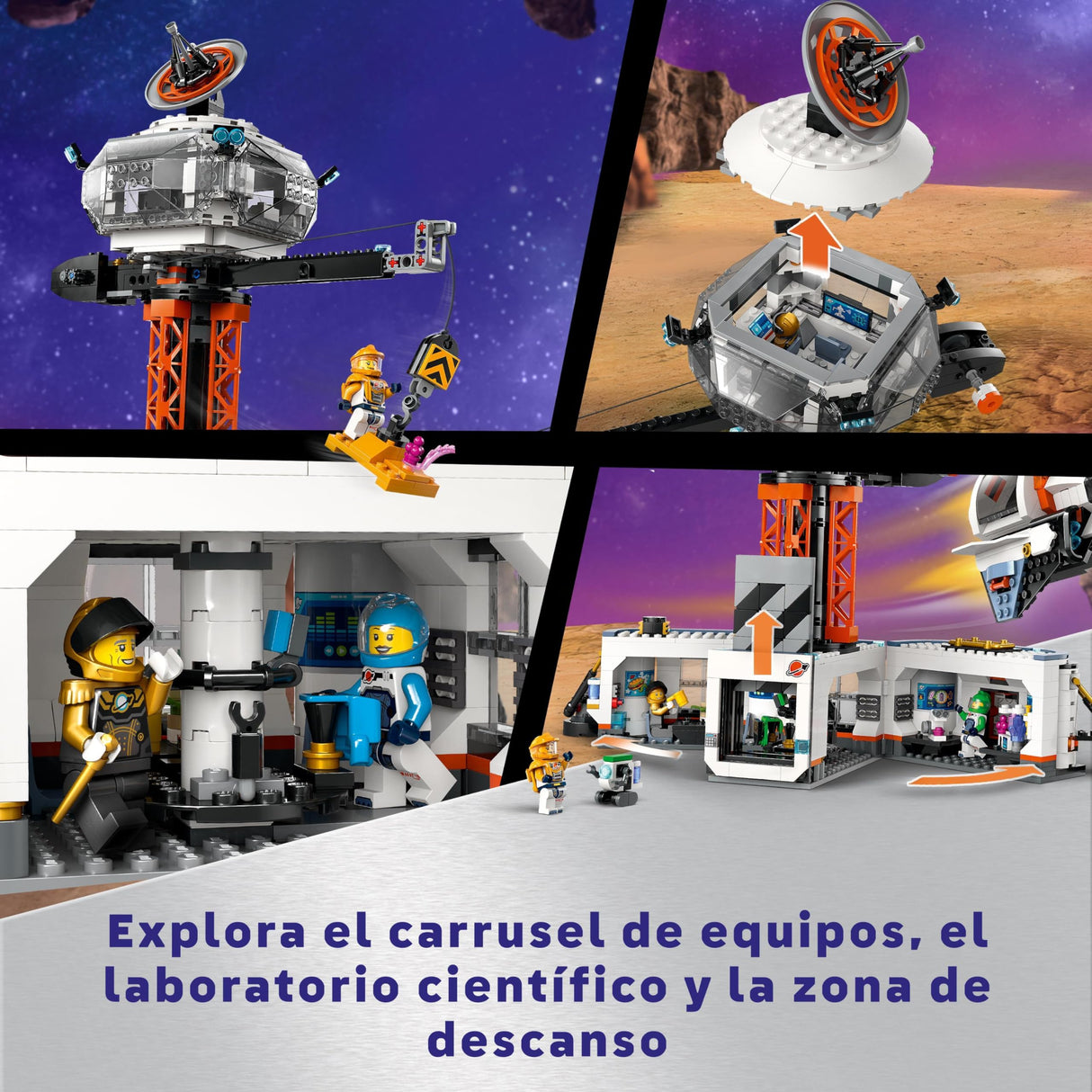 LEGO City Base Espacial y Plataforma de Lanzamiento, Juego de Exploración Planetaria, Regalo para Niños y Niñas de 8 Años o Más, 6 Minifiguras, Robot de Juguete y 2 Figuras de Acción de Aliens 60434