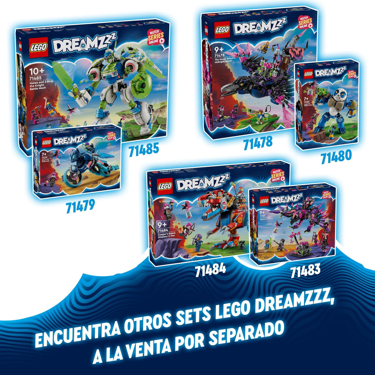 LEGO DREAMZzz 3 en 1 Mateo y Z-Blob Caballero Meca de Combate Robot y Lanzadera Espacial de Juguete de Construcción, Regalo para Niños y Niñas de 10 Años o Más, Juego Creativo con 4 Minifiguras 71485