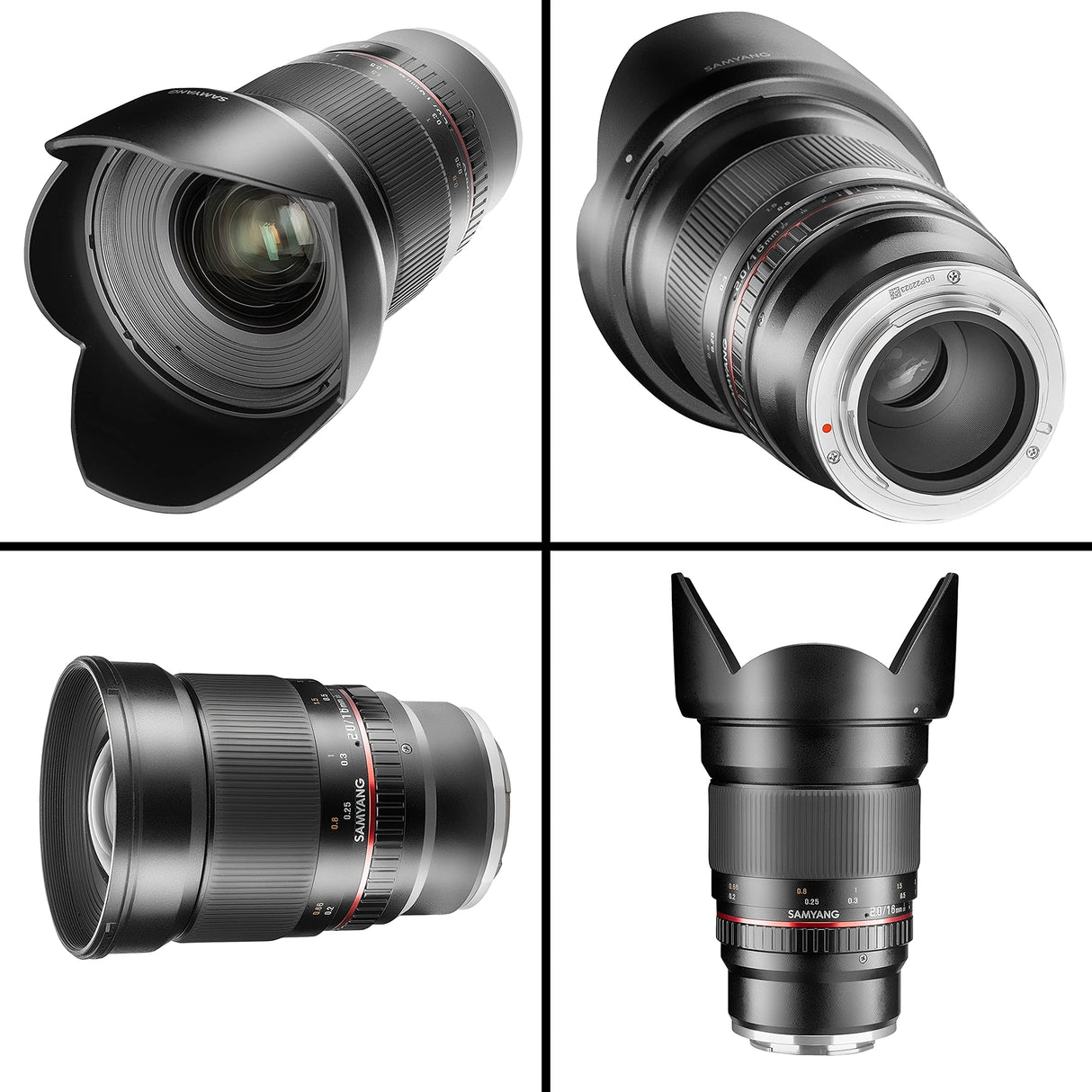 Samyang F1120709101 - Objetivo fotográfico DSLR para Micro Cuatro Tercios (Distancia Focal Fija 16mm, Apertura f/2-22 ED AS UMC CS, diámetro Filtro: 77mm), Negro