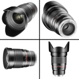 Samyang F1120709101 - Objetivo fotográfico DSLR para Micro Cuatro Tercios (Distancia Focal Fija 16mm, Apertura f/2-22 ED AS UMC CS, diámetro Filtro: 77mm), Negro