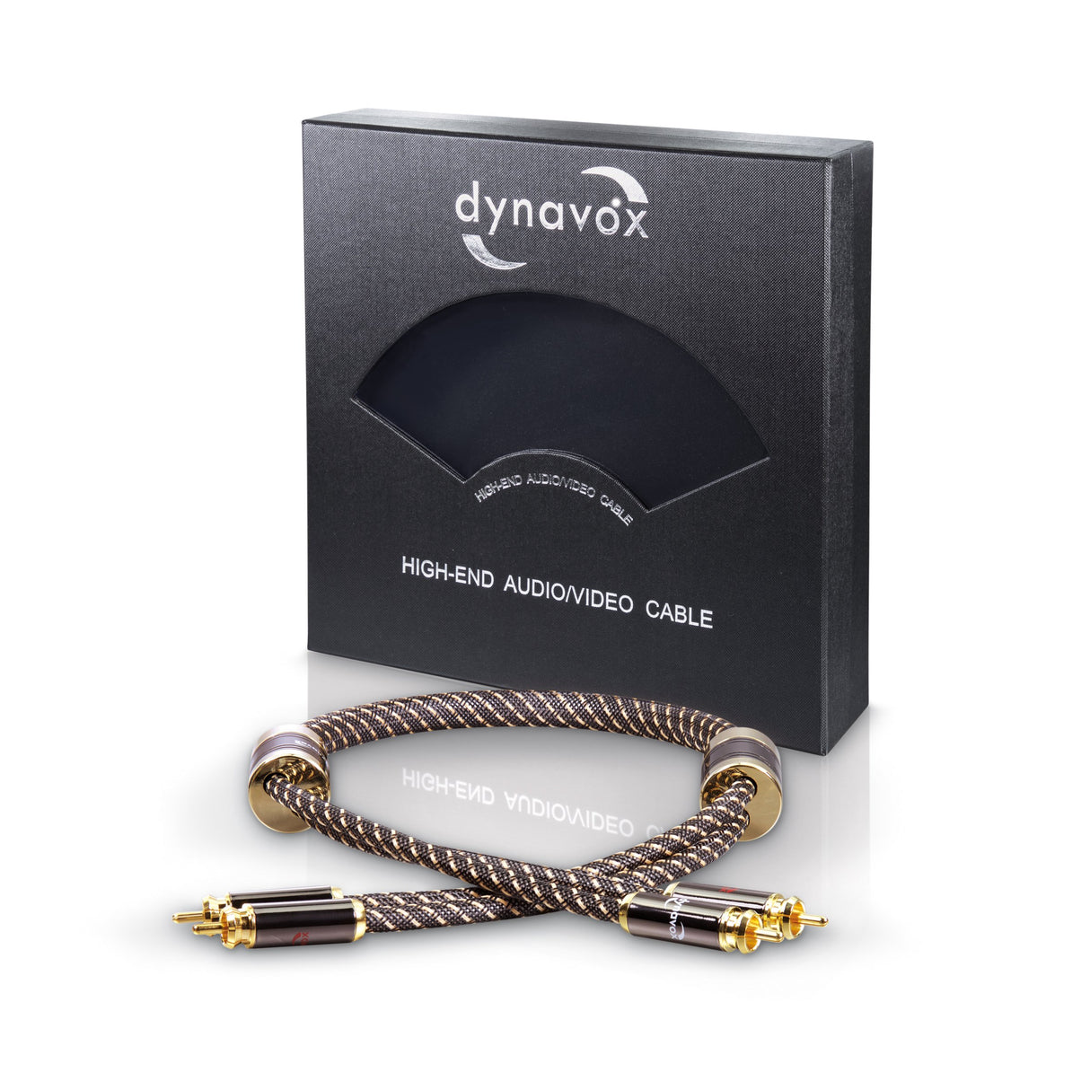 Dynavox Black Line cable estéreo RCA de alta gama, cable RCA premium con blindaje múltiple, cobre de alta pureza, conectores chapados en oro de 24k, longitud 0,6m