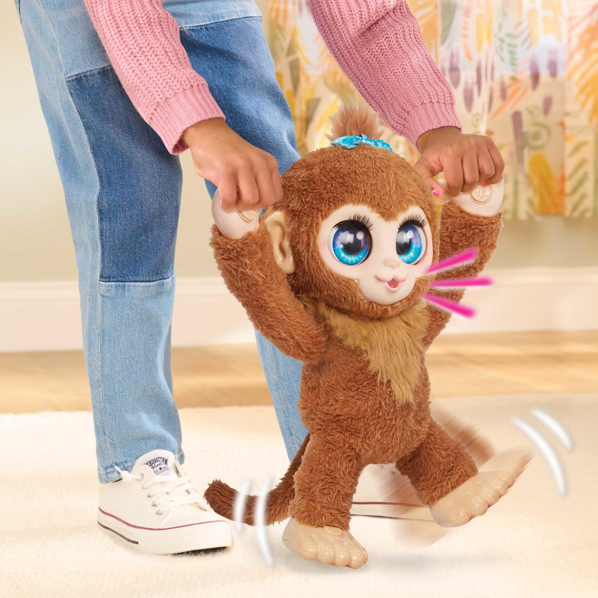 Just Play Mono de Peluche Interactivo Peanut The Playful Monkey de furReal, de 38 cm, con Sonidos, Juguetes para niños a Partir de 4 años