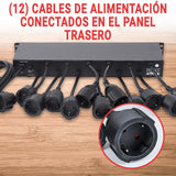 Pyle 19” Outlet 1U, PDU de montaje en rack, Fuente de distribucion de energia, Protector contra sobretensiones, Disyuntor de 15 amperios, Puerto de carga para multiples dispositivos USB, Cable de 15ft