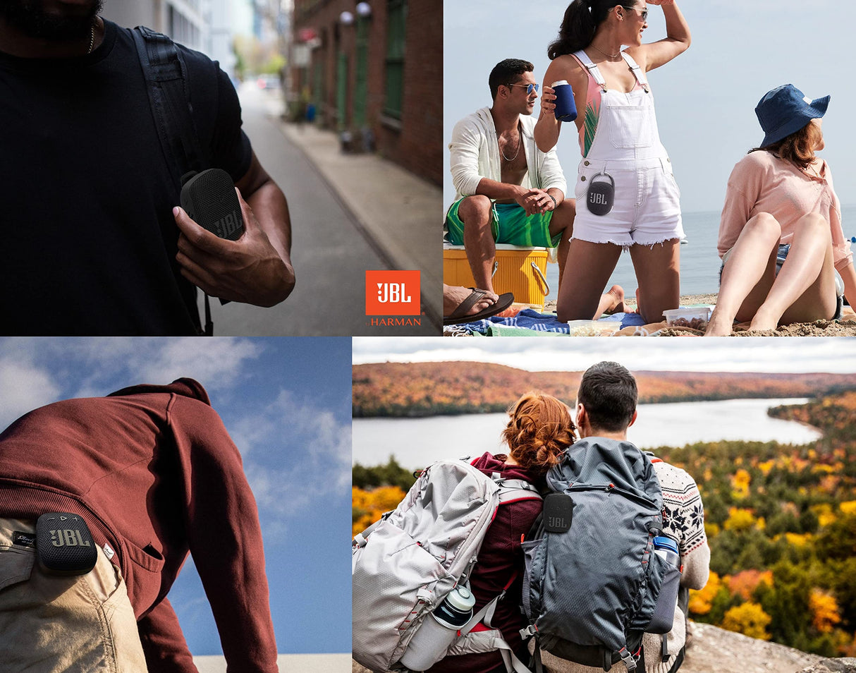 JBL Box Wind 3S - Mini Altavoz Bluetooth potente portátil con refuerzo de graves de Harman Kardon, caja de música con pinza para bicicleta y scooter - IP67 resistente al agua