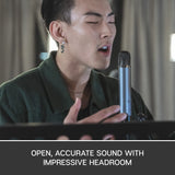 Blue Ember XLR Micrófono condensador para grabación, Podcasting y transmisión, Cápsula cardioide personalizada y Soporte de micrófono - Gris