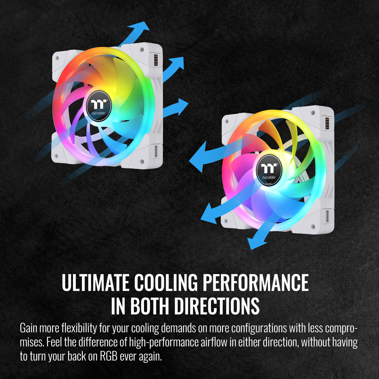Thermaltake SWAFAN EX 12 RGB Ventilador de refrigeración para PC, blanco, paquete de 3, 500~2000 RPM, conexión magnética, cuchillas reversibles, controlador incluido, CL-F161-PL12SW-A