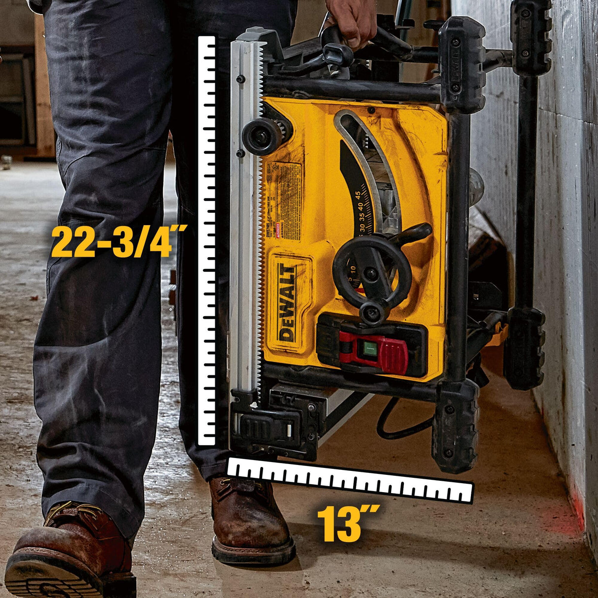 DEWALT DWE7485-QS - Sierra de Mesa Compacta 210 mm, Diámetro de Hoja 210/30mm, 5800 rpm de Velocidad, Biselado de 48º, Máx. Cap. de Corte (Derecha/Izquierda) 622/318mm