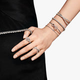 Swarovski Brazalete Hyperbola, Símbolo del infinito, Blanco, Baño de rodio, L