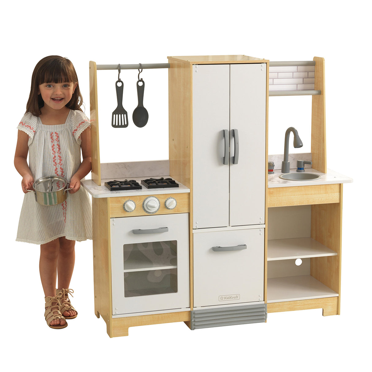 KidKraft Cocina de juguete Modern-Day de madera para niños con EZ Kraft Assembly con accesorios de juego incluidos, juguetes niños y niñas 3+ años (53423)
