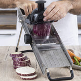 LACOR 60357 Mandolina, Con Protector y Cuchillas Giratorias Inox, Pies y mango Antideslizantes, Ideal para cortar Patatas, Verduras, Fruta, Cocina Profesional, Plateado, 45.5 x 22 x 10.5 cm