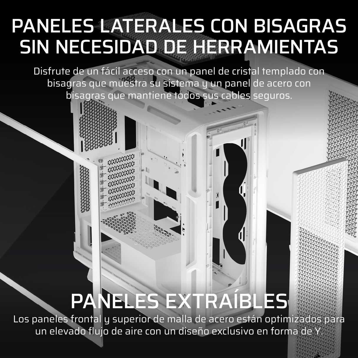 CORSAIR 5000T Caja Mid–Tower ATX para PC – Paneles de Flujo de Aire Frontales y en el Techo extraíbles, Interior Espacioso, ASUS BTF, MSI Project Zero, Gigabyte Project Stealth – Blanco