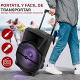 PYLE Sistema de Altavoces, PA,1200W, Bluetooth, Portatil, Recargable, Interiores, Exteriores, subwoofer de 12”, Tweeter de 1”, grabación, micrófono, Luces de Fiesta, Radio USB/SD, Negro