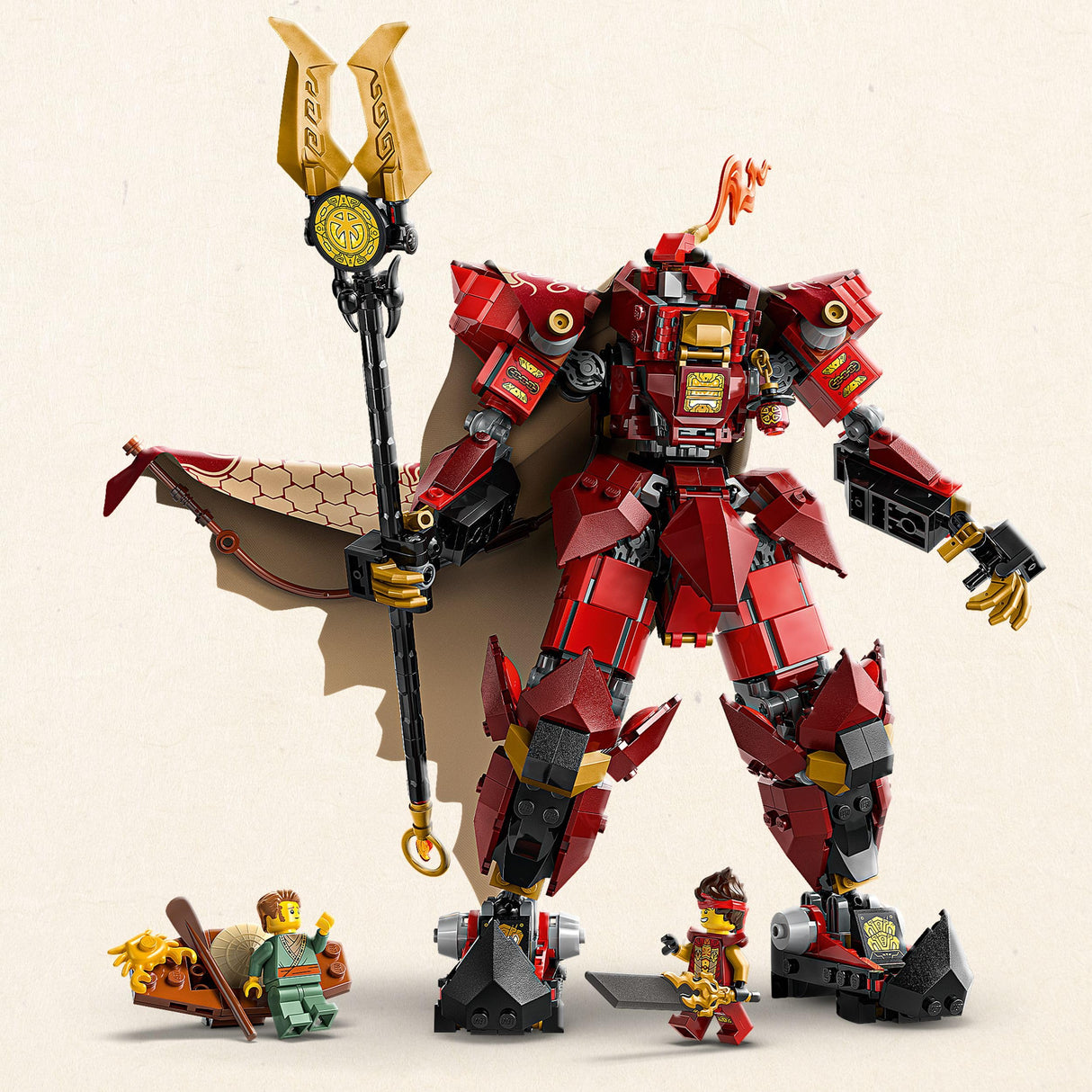 LEGO NINJAGO Meca Caballero del Fuego - Juguete de Construcción con Figura Articulada, 2 Minifiguras (inc. Kai) y Monstruo Marino - Kit de Maqueta - Regalo para Chicos de 14+ Años y Adolescentes 71846