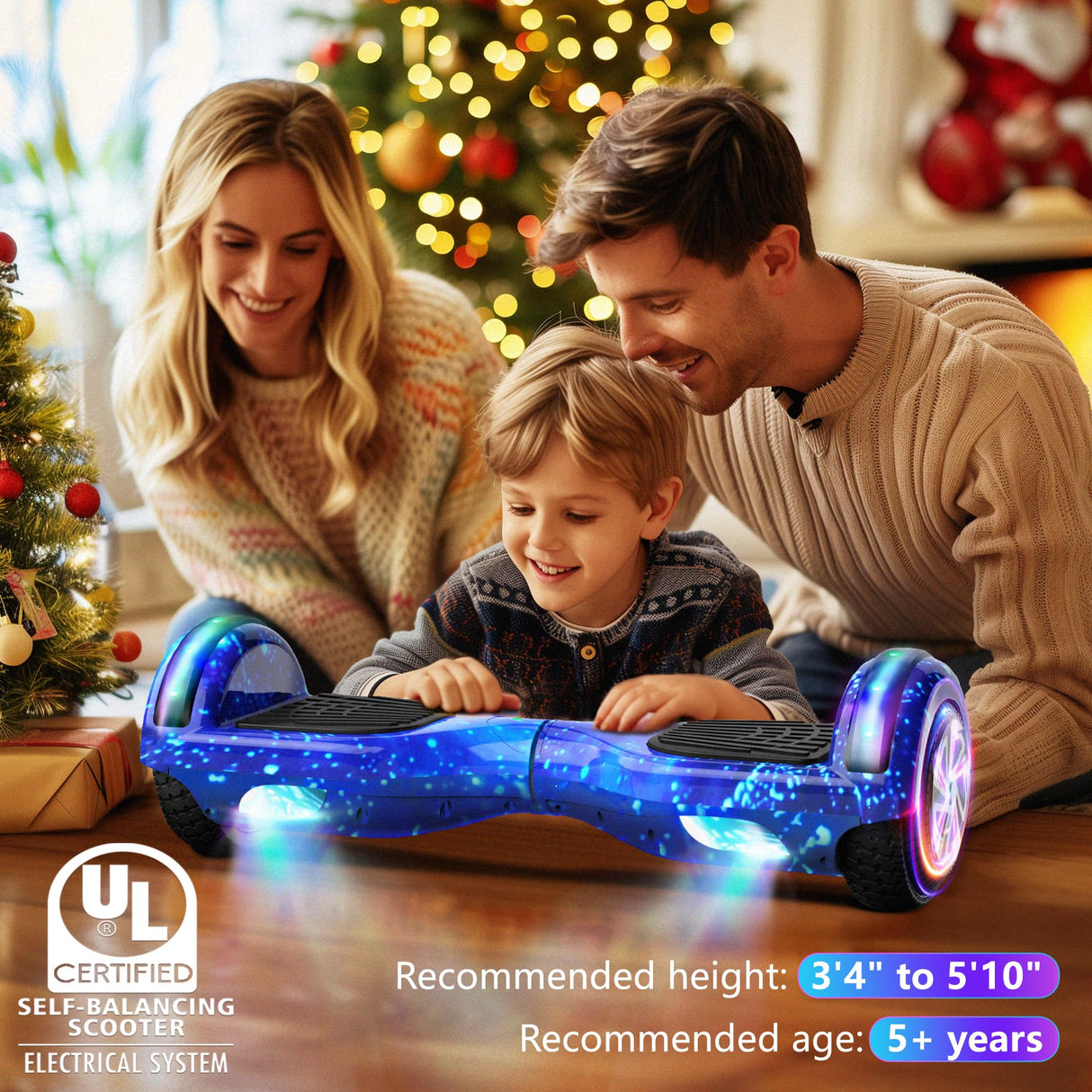 SISIGAD Hoverboard 6.5 inch, self-balancing Eclectic Scooter easy to control, non-slip, LED lights, Bluetooth speaker